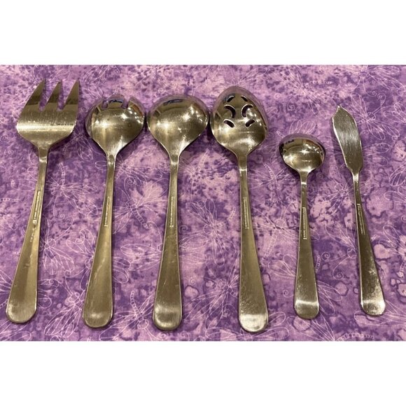 The Main Course MNF3 Serving Set Spoon Fork Korea Stainless Flatware Set of 6 - Picture 2 of 3